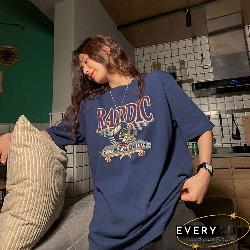 Oversized Printed Casual Vintage Basic Short Sleeve T-Shirt Women Korean Style O-Neck All-Match Summer Cotton Soft Chic Tshirts