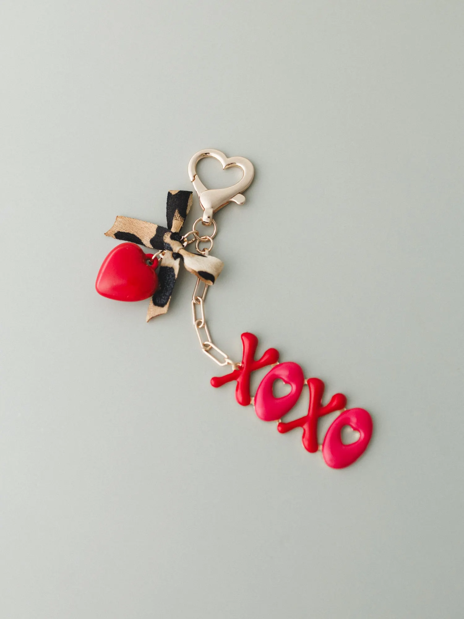 Heart Wishes Bag Charm - Gold Red