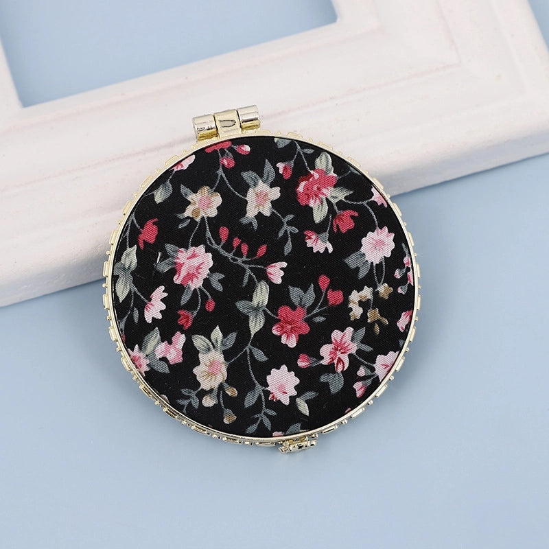 Fashion Artistic Retro Cloth Printing Double-sided Portable Mini Makeup Mirror