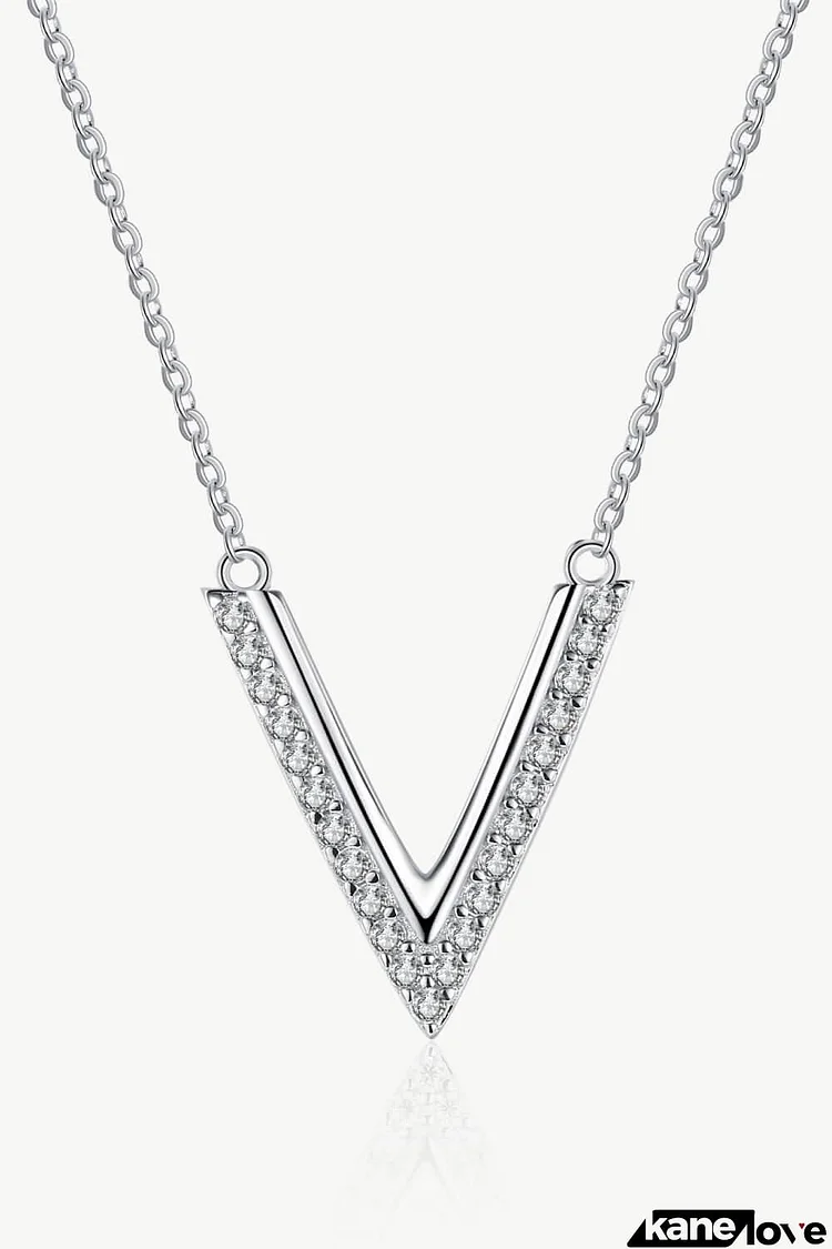 Sterling Silver V Letter Pendant Necklace