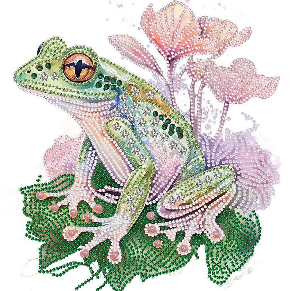 Partial Special-shaped Crystal Rhinestone Diamond Painting - Flower Frog(Canvas|30*30cm)