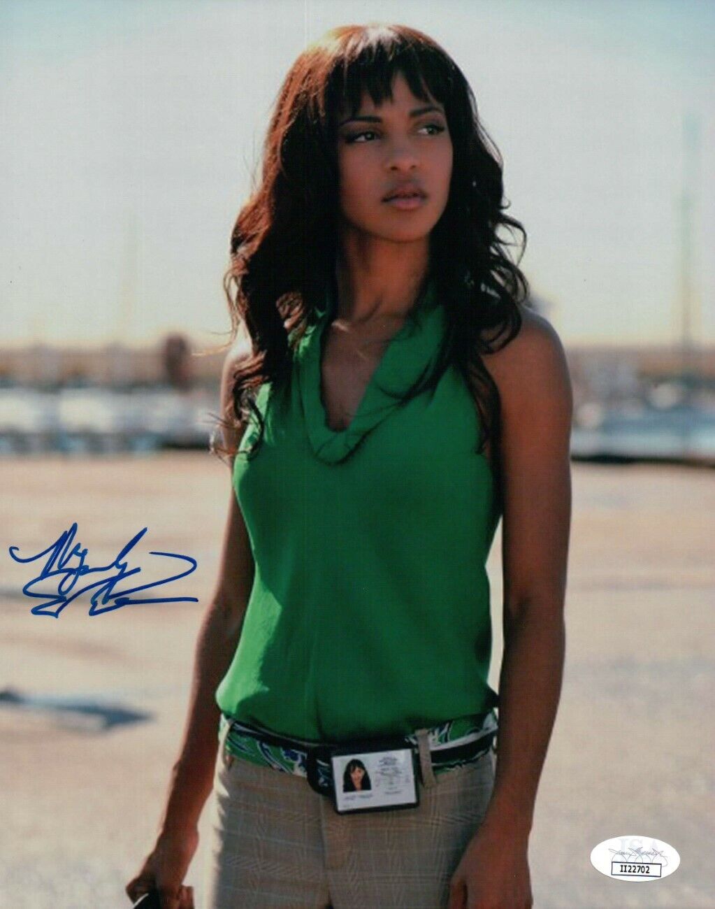 Megalyn Echikunwoke Signed Autographed 8X10 Photo Poster painting Sexy Green Shirt JSA II22702