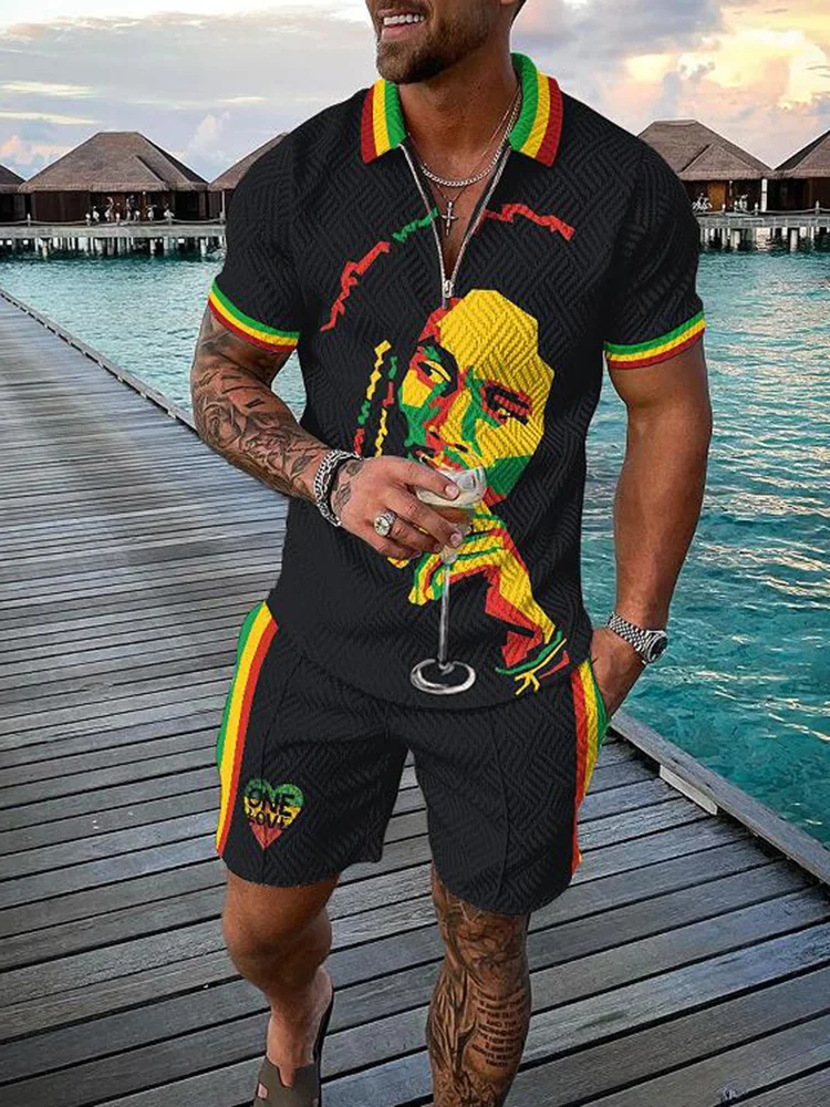 Reggae One Love Polo Shirt And Shorts Co-Ord