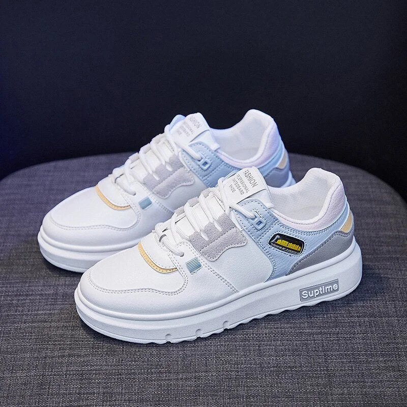 Women Fashion Sneakers Summer Sports Shoes Pu Leather White Shoes Outdoor Walking Jogging Shoes Female Trainers Flats Shoes