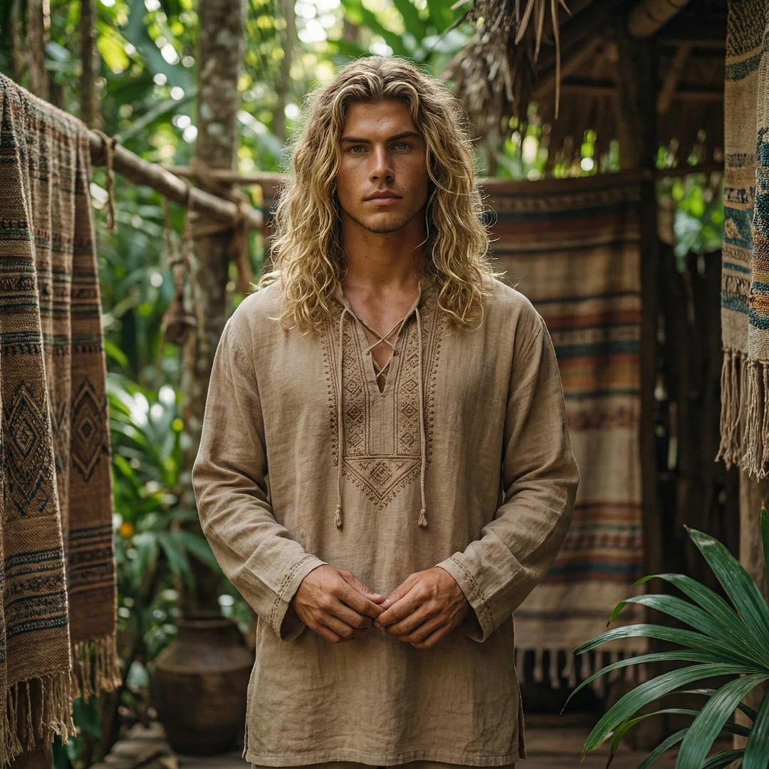 Men's Forest Series Bohemian Linen Top-inspireuse