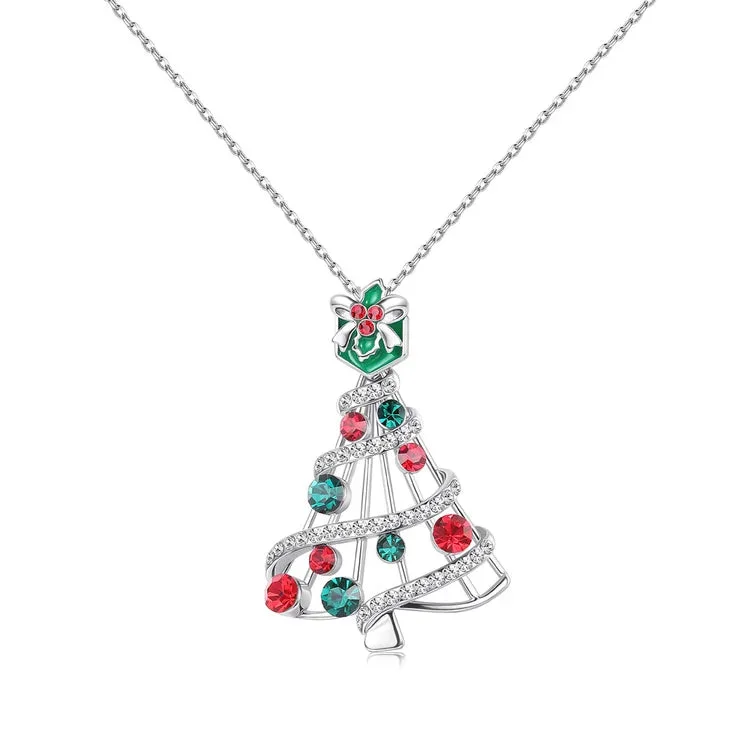For Granddaughter - S925 May Your Christmas be Just As Happy As You Make Us Christmas Tree Necklace