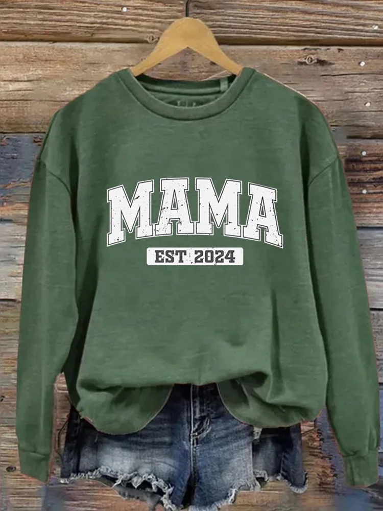Mother's Day Momo Printed Long Sleeve Sweatshirt