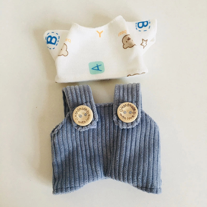 17cm Vinyl Plush Doll Clothes Pull Cloth Pendant T-shirt Button Suspender Pants Clothing Accessories Blind Box Doll Clothes