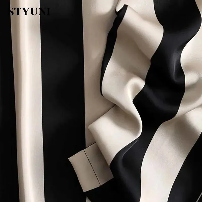 Churchf Striped Acetate Vintage Elastic High Waist Wide-Leg Loose Women's Pants Korean Fashion Full Length Pants For Women 2023-Outfit Ideas