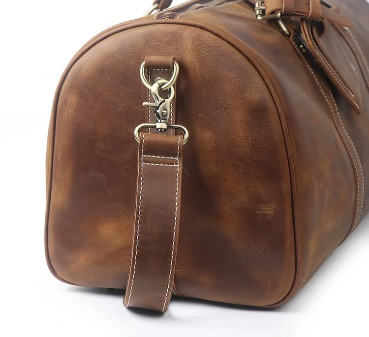 Men's Vintage Handmade Leather Duffle Sports Shoulder Bags