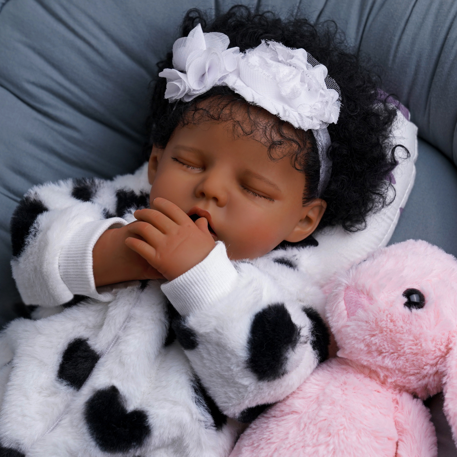Babeside Sleeping Reborn Baby Twinnie 17' African American Little Infant Girl Healing of the Heart Cloth Body