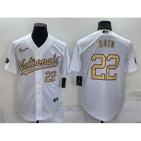 Men's Washington Nationals #22 Juan Soto 2022 All-Star White Cool Base Stitched Baseball Jersey 471W