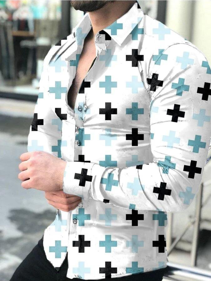 Trendy tie-dye lapel casual long-sleeved shirt
