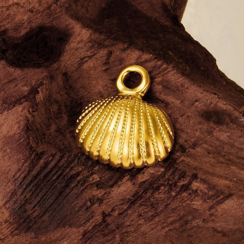 1 Piece 304 Stainless Steel 18K Gold Plated Shell Pendant