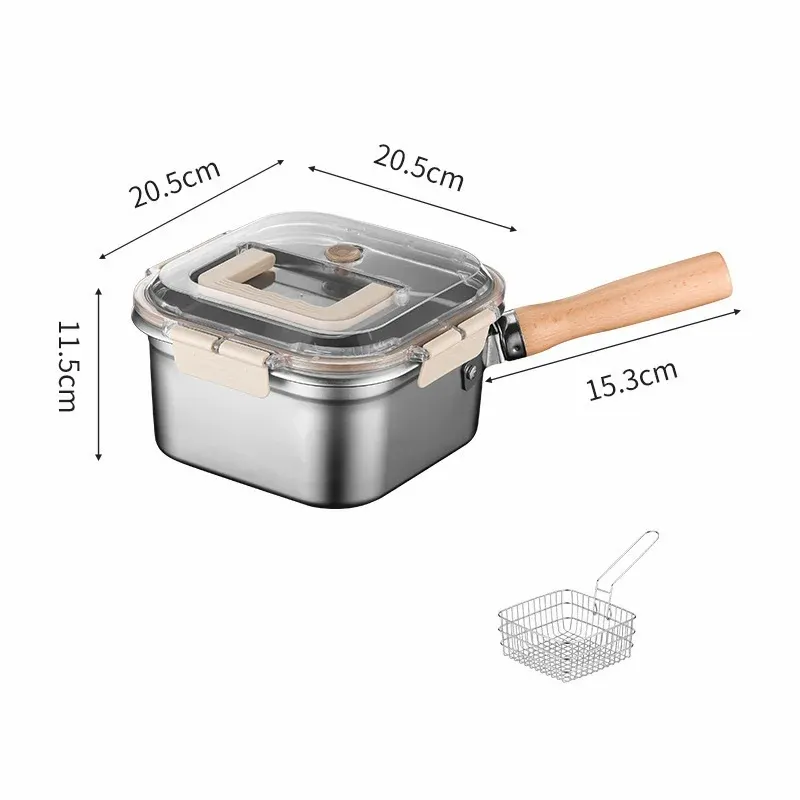 Multi‑Function Stainless Steel Deep Frying Pot, Detachable Handle Deep Fryer with Mesh Basket, Steaming Rack & Food Tongs, for French Fries, DIY Burger Patties, Steam Cooking & Leftover Storage, Compatible with Gas & Induction Stove eltralife