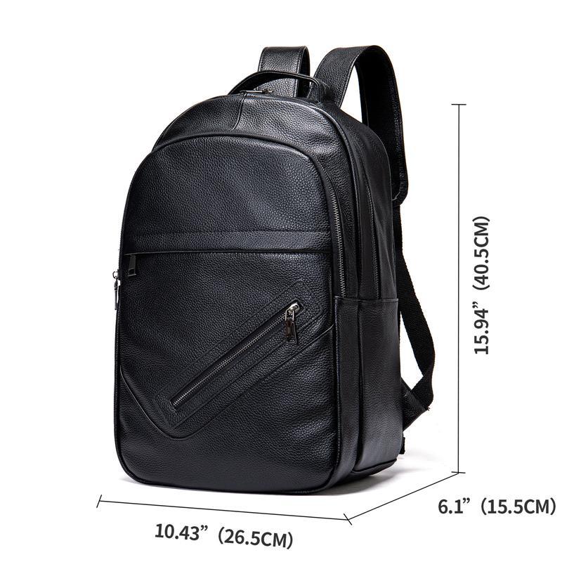Men&rsquo;s Large Capacity Top-Handled Zip Fastening Genuine Leather Backpack