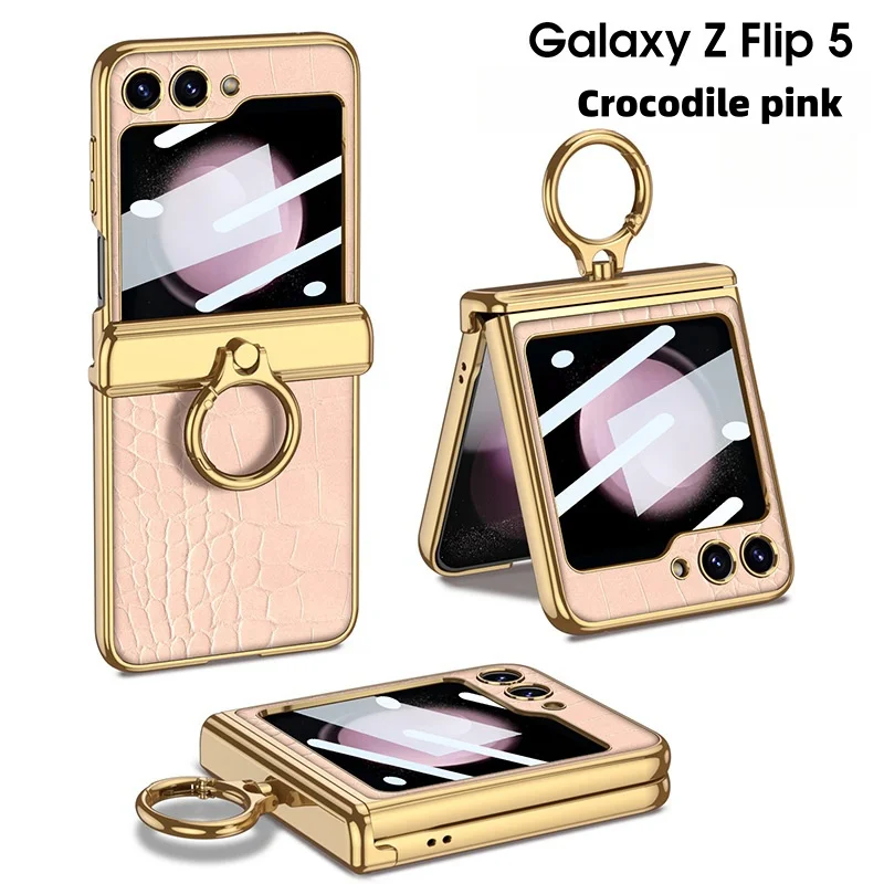 Suitable for Samsung Zfilp5/4/3 Leather Stand Ring Phone Case