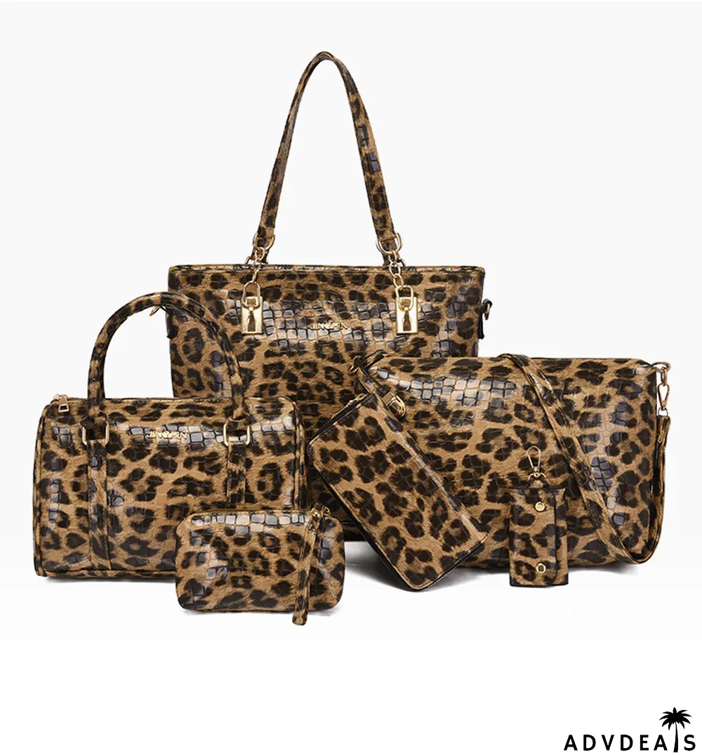 Fashionable crocodile pattern six-piece bag retro portable pillow bag one-shoulder Messenger large-capacity women's bag