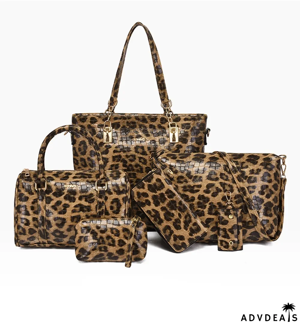 Fashionable crocodile pattern six-piece bag retro portable pillow bag one-shoulder Messenger large-capacity women's bag