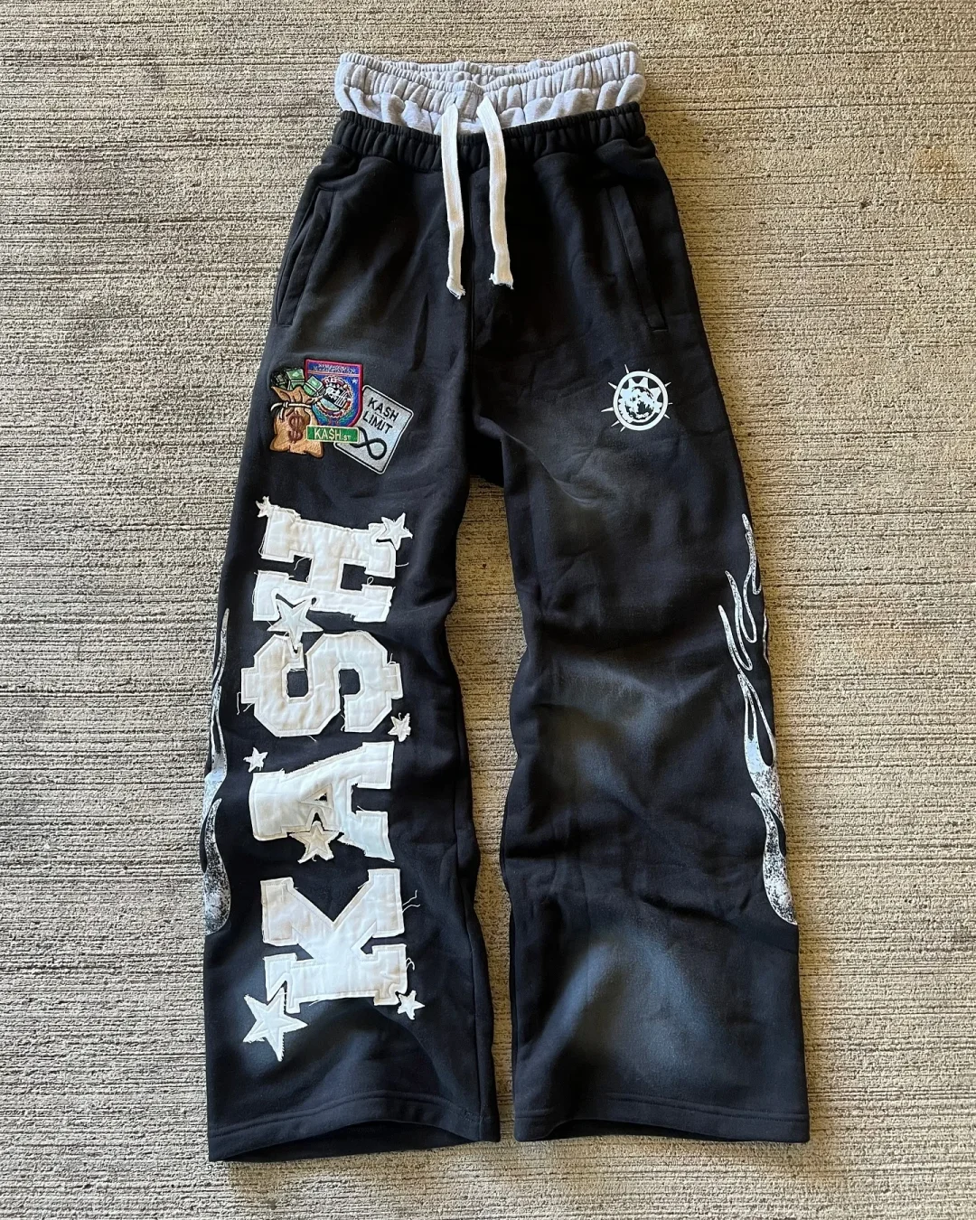 Aonga American Sweatpants Y2K Pants Men Women Gothic Hip Hop Letter Patch Design Casual Retro Loose Elastic Waist Jogging Casual Pants 1226 aonga