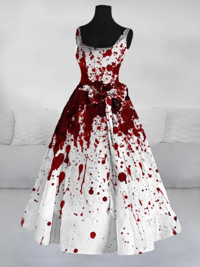 Women's Blood Print Vintage Print Dress(Skirt without skirt support) socialshop
