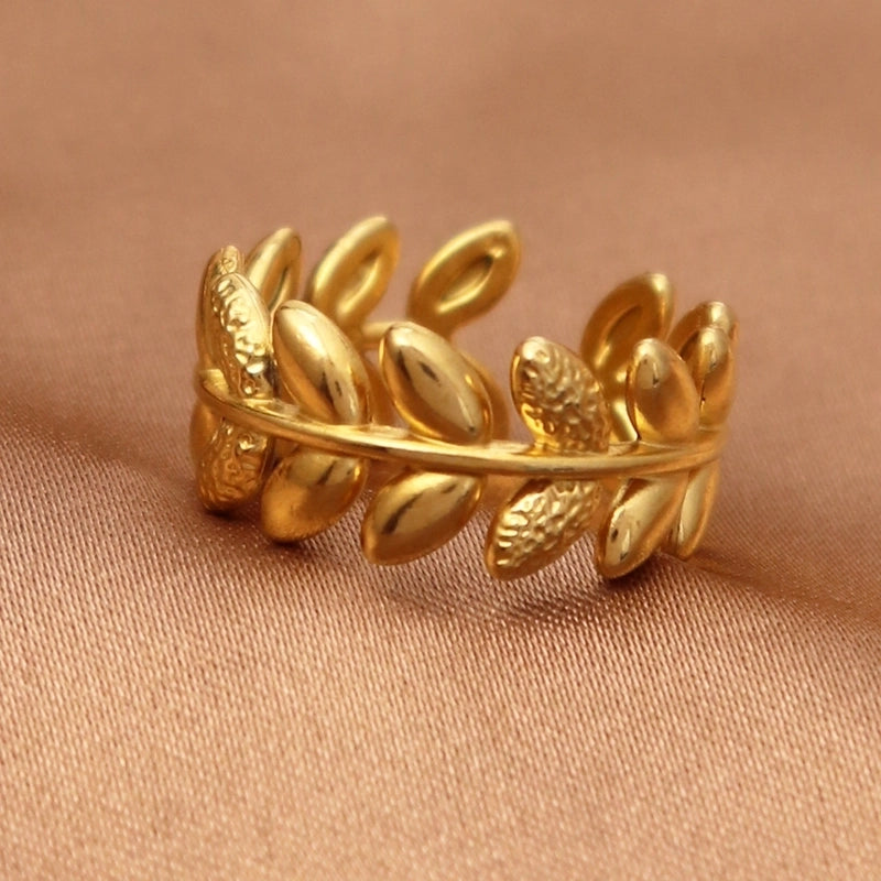 Casual Retro Geometric Titanium Steel Natural Stone Inlay Open Rings