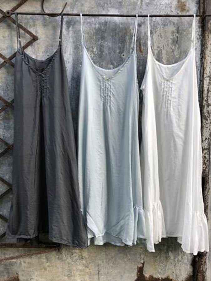 Casual Solid Color Suspender Top