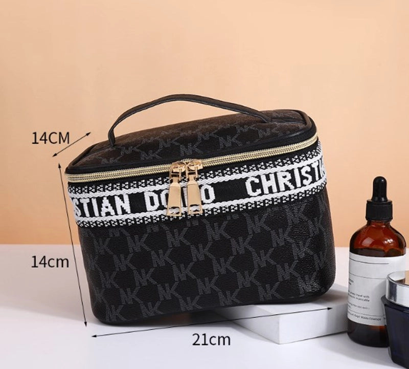 Vintage Style Letter Pu Leather Square Makeup Bags
