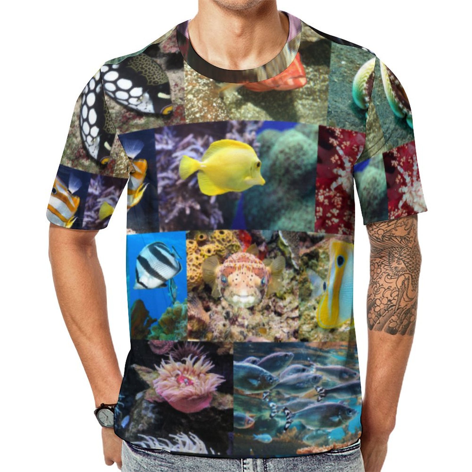 Trendy Coral Reef Marine Life Fish And Animals Short Sleeve Print Unisex Tshirt Summer Casual Tees for Men and Women Coolcoshirts