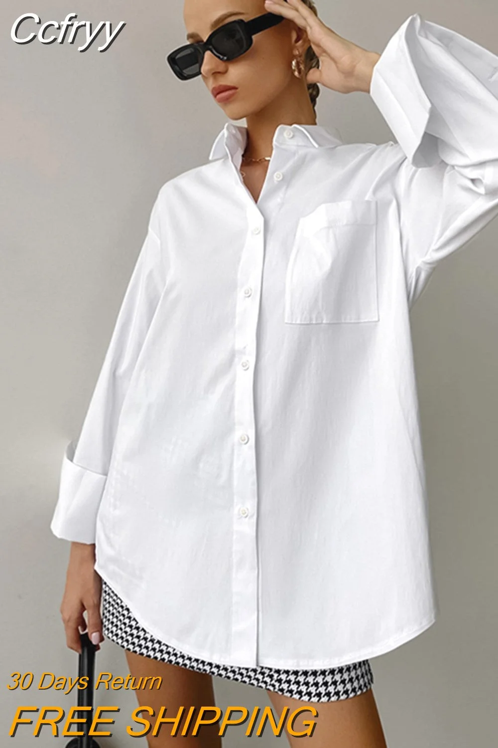 Huibahe Street White Women Lapel Shirt Long Sleeve Casual Blouses Spring Summer 2023 Ladies Single-Breasted Long Tops Classy