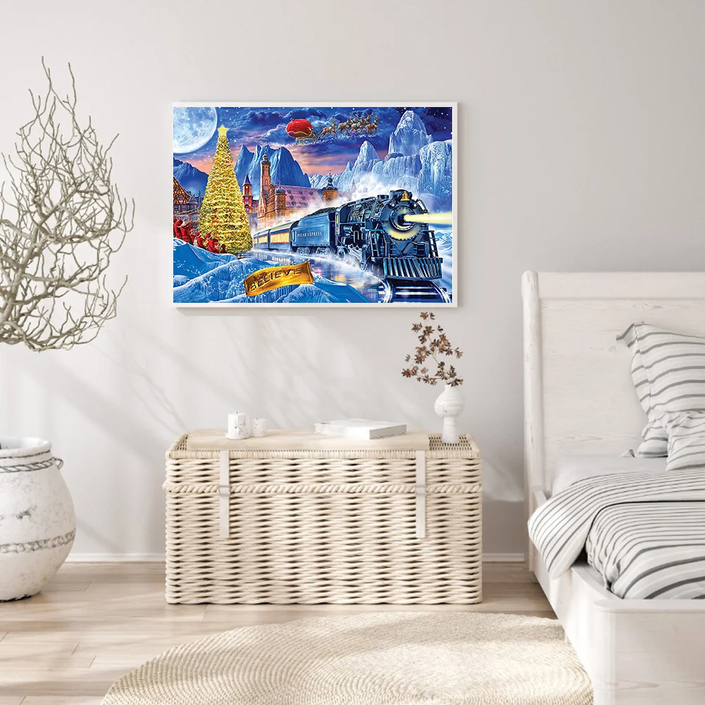 Diamond Painting - Full Round Drill - Christmas Train(50*40cm)