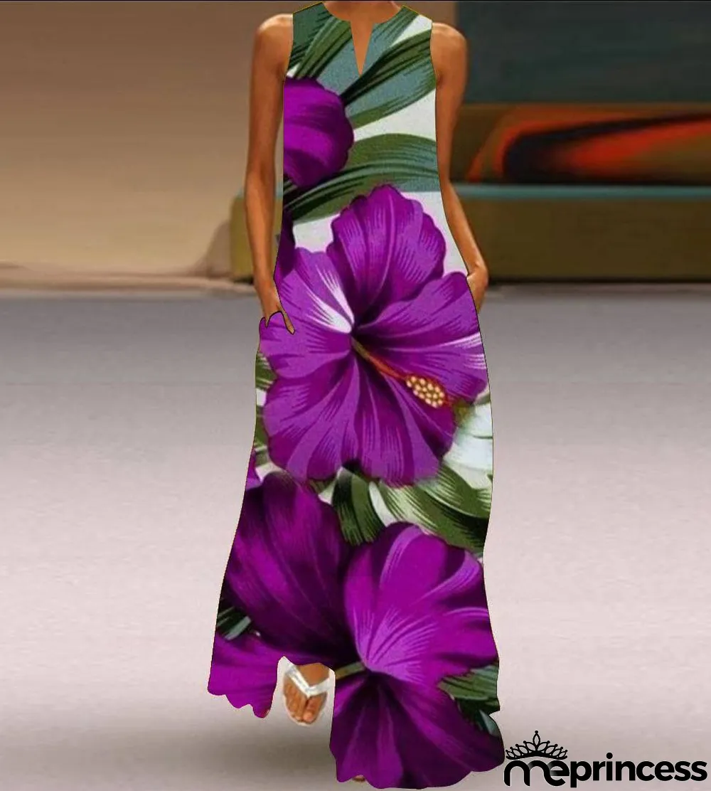 Summer women's sleeveless dress v-neck printed face dress