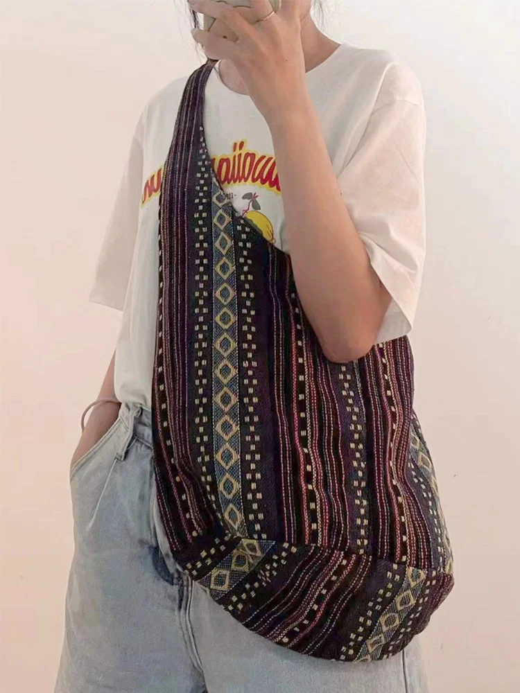 Retro Ethnic Style Printed Cotton Shoulder Bag