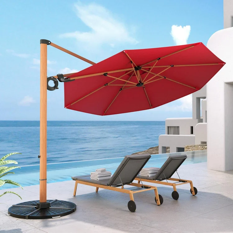 GRAND PATIO Offset Patio Umbrella 360 Degree Rotation Weighted Base NOT INCLUDED