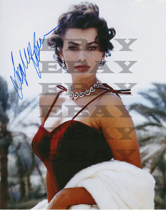 Sophia Loren Sexy Autographed 8x10 Photo Poster painting Signed REPRINT