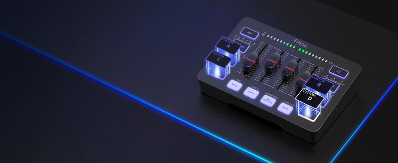 Product Introduction of FIFINE Gaming Audio Mixer with XLR Cable Bundle. Streaming RGB PC Mixer with Microphone Cable. XLR Interface. Volume Faders. Mute Button. Computer Mic for Recording/Podcast/Vocal/Game Voice 8