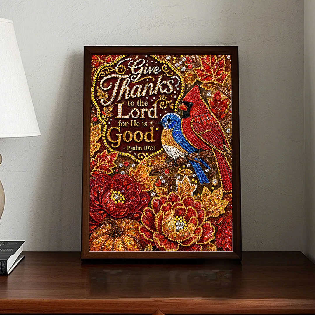 Autumn Birds Thanksgiving Diamond Painting Kits for Adults Beginners 30x40cm