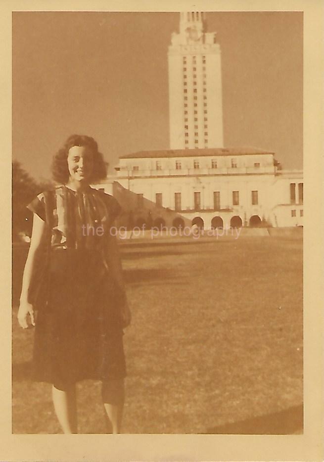 Austin UNIVERSITY OF TEXAS GIRL Tower FOUND Photo Poster painting Color VINTAGE Original 03 6 V