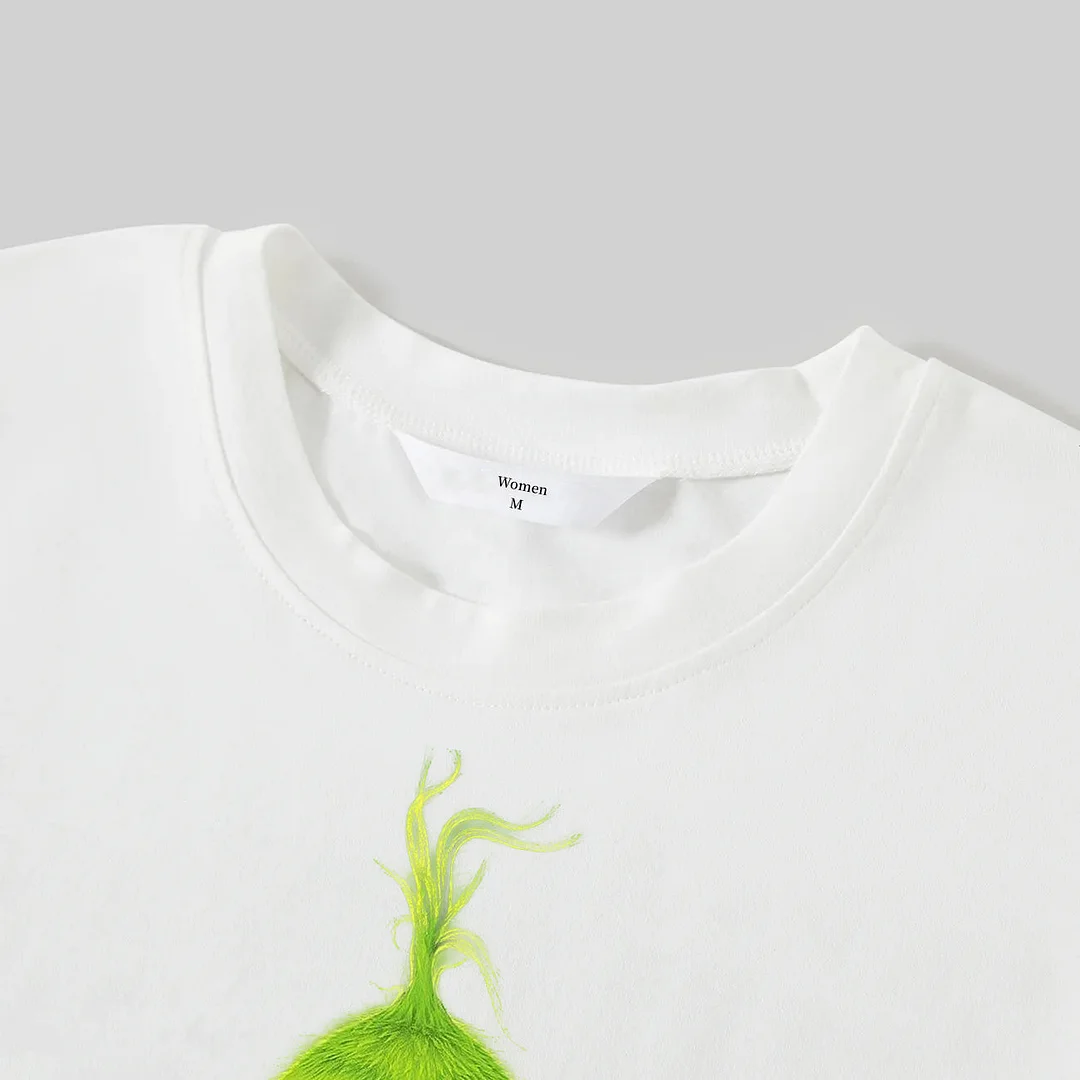 Christmas Cartoon Pattern and EW People Print White Long Sleeve with Black&Red Plaid Pants Family Matching Pajamas