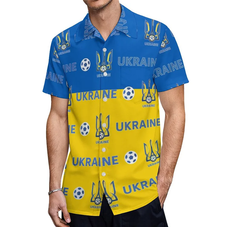 Ukraine Kurzärmelige Herrenhemden, Passform Sommer Kurzarm Casual Button-Down Hemden