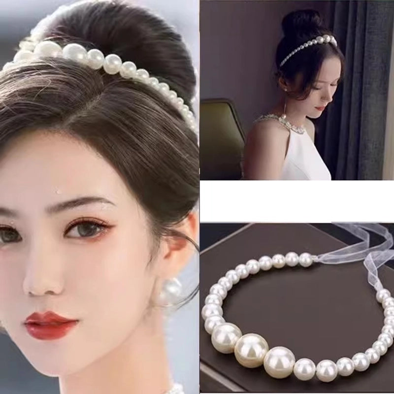 New Pearl Headband Women Korean Internet Celebrity Headband Hair Clip Women’s Simple Elegant Pressed Hair Clip Headwear