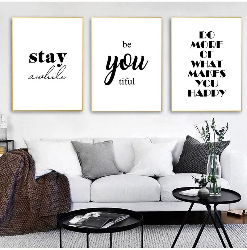 Live Love Laugh Inspiring Quotes Wall Art Canvas Painting Black White Wall Poster Prints For Living Room Modern Home Decor AL132