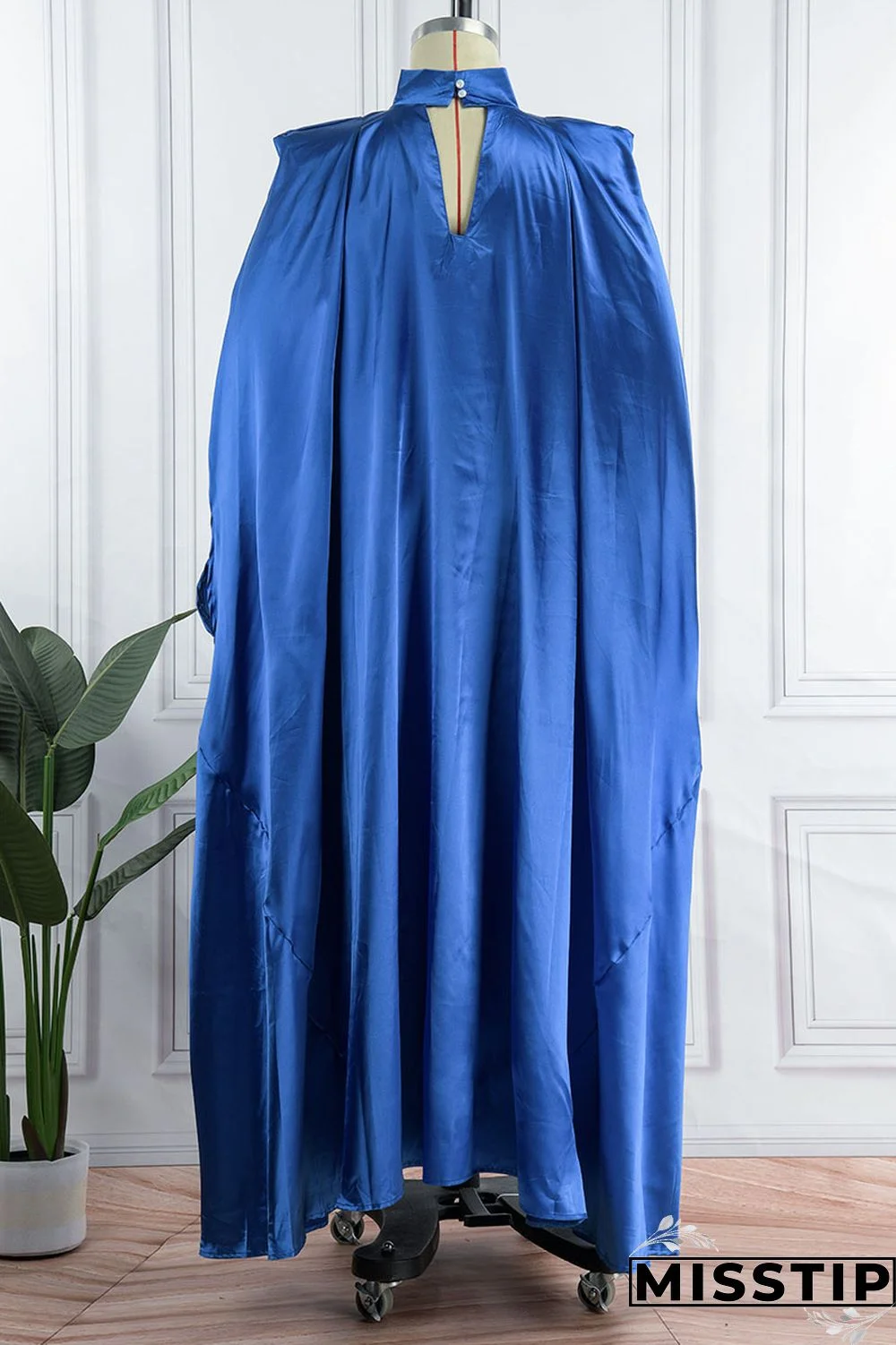 Blue Casual Solid Patchwork Turtleneck Straight Dresses