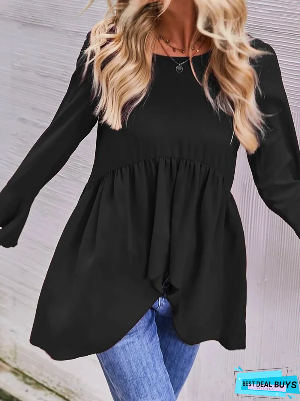 Party Crew Neck Plain Loose Top