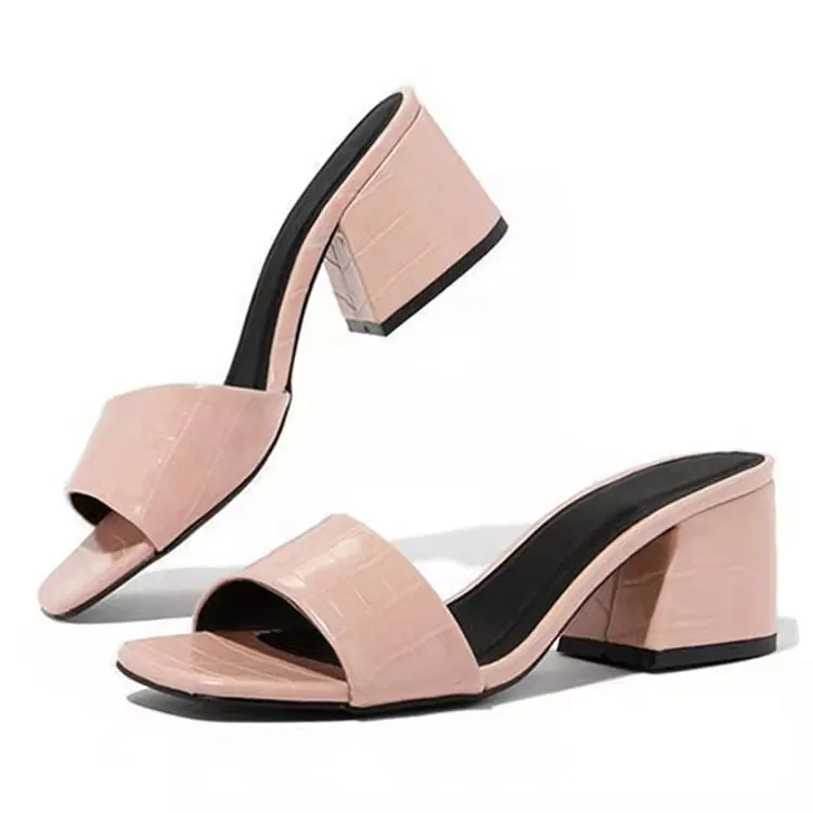 Fashion Women Pumps Slippers Ladies Square Toe Female Slides Summer Shoes Sandals High Heels 2022 Indoor Zapato Mujer Sandalias