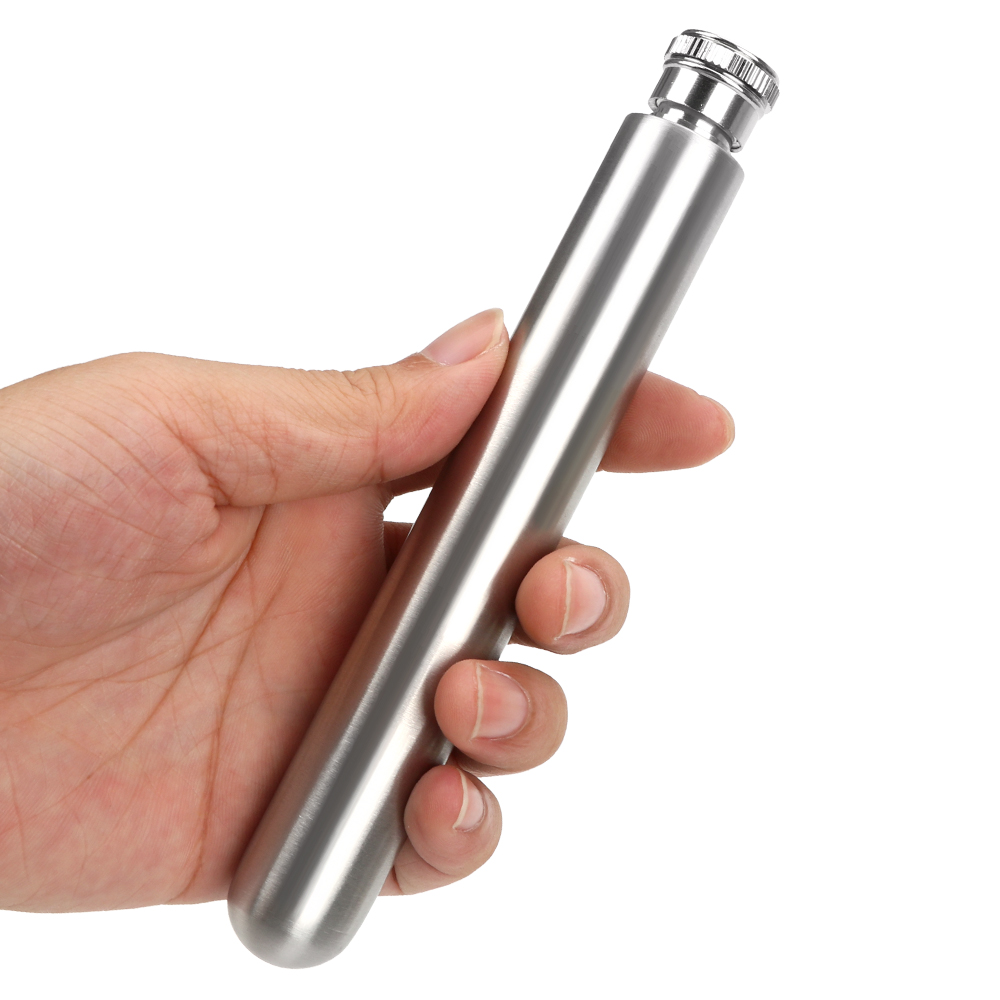 Tegooe Portable Stainless Steel 1oz Tubular Mini Hip Flask for Whiskey and Spirits