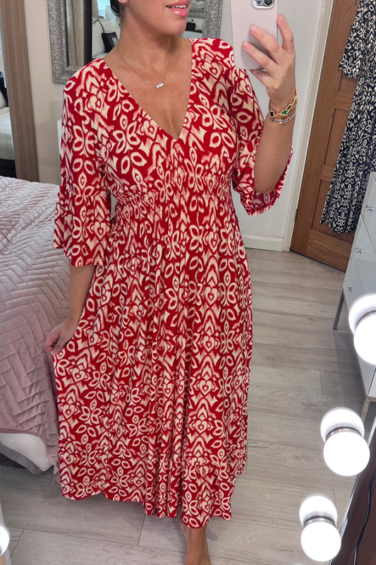 ✨ Women;s V-Necl Boho Maxi Dress With Pockets - tree - Codlins