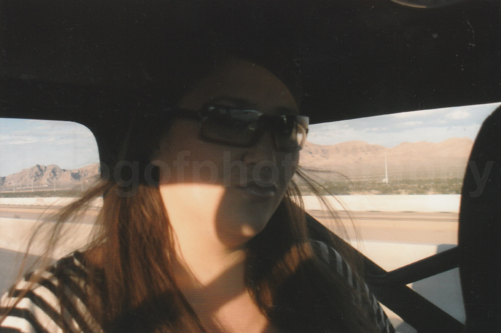 CAR SHADOW Woman FOUND Photo Poster painting ColorOriginal Snapshot VINTAGE 22 34