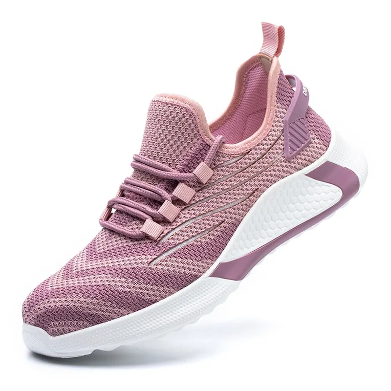 Women's Safety Shoes Woman Boots With Steel Toe Breathable Anti-Smashing Pink Sneakers Lightweight Protective Women Sport Shoes