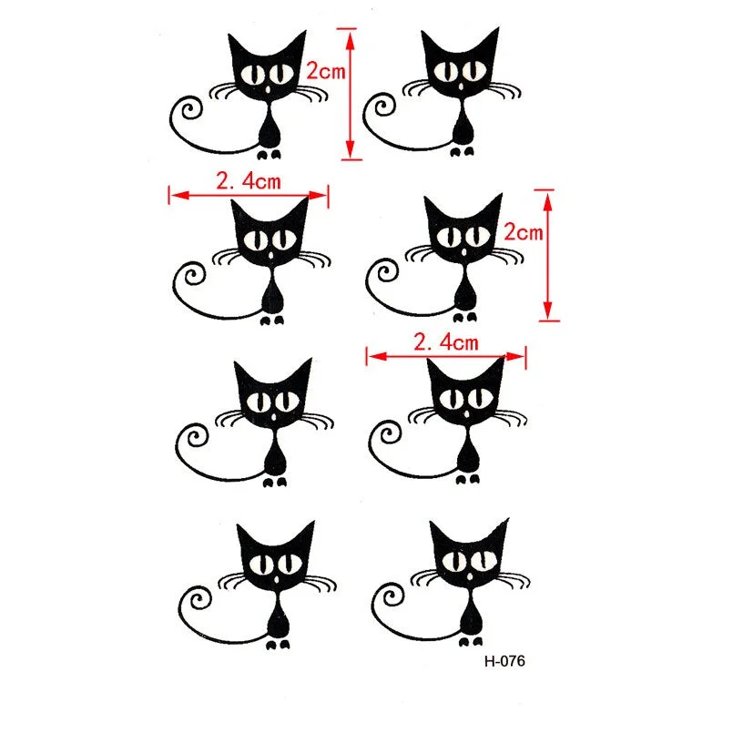 Small black cat waterproof temporary tattoos tatuajes temporales temporary body arts flash tattoo henna xha tatoo men and women